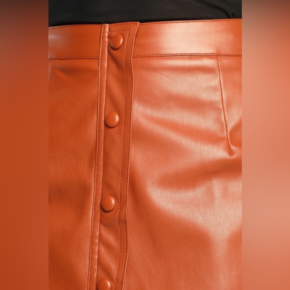 Lulus Most Fab Brown Vegan Leather Button-Front Mini Skirt - Picture 5 of 8